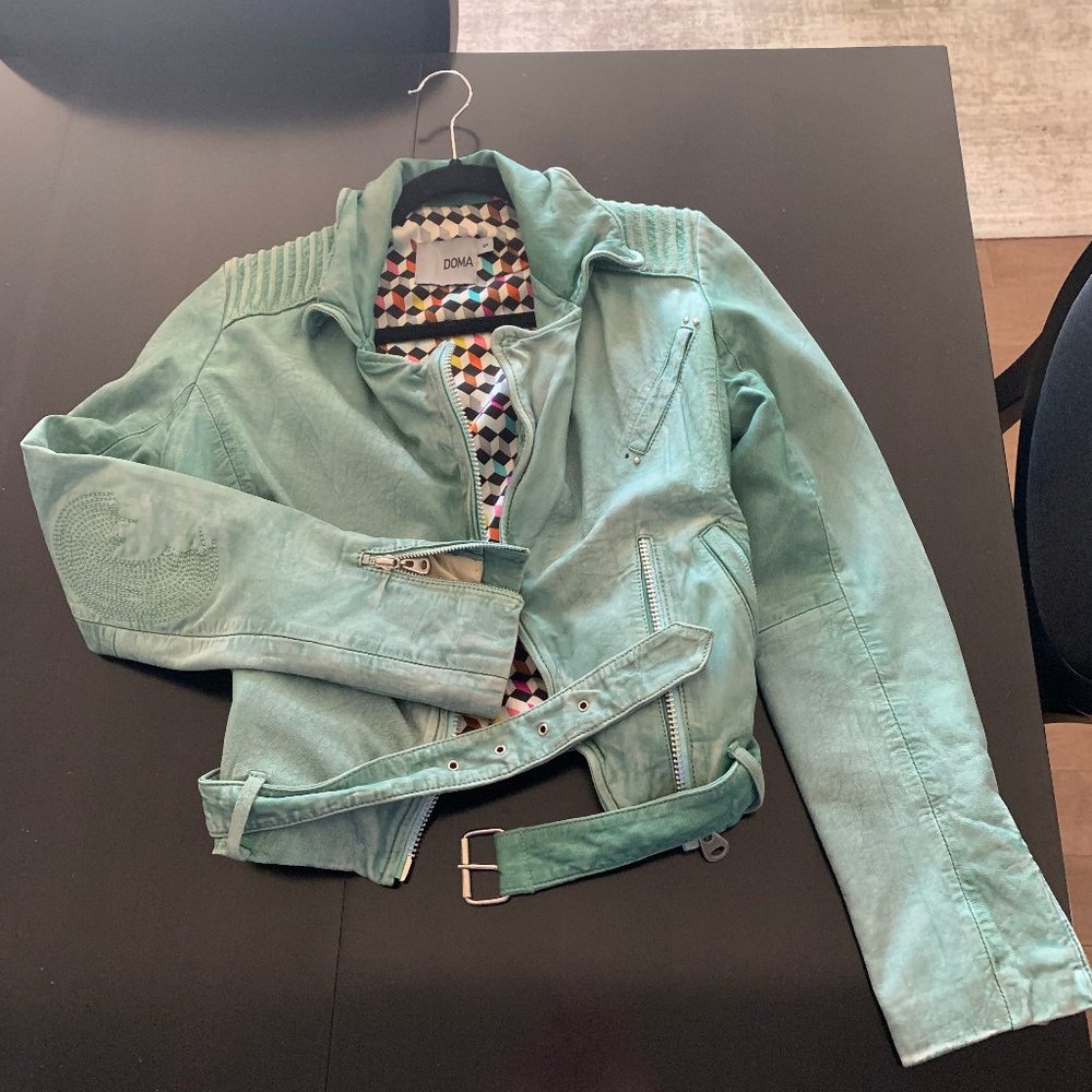 Doma cropped leather Moto jacket